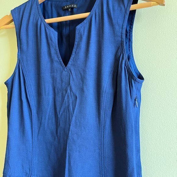 Theory Adalize Habitat Notch V Neck Pockets Shift Dress Size 2 Sleeveles… - Picture 8 of 11